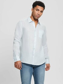 【SALE／50%OFF】GUESS (M)Eco Island Linen Shirt ゲス トップス シャツ・ブラウス ピンク ホワイト ブルー【送料無料】