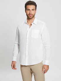 【SALE／50%OFF】GUESS (M)Eco Island Linen Shirt ゲス トップス シャツ・ブラウス ピンク ホワイト ブルー【送料無料】