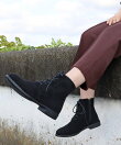 2.5cmヒール サイドジップレースアップブーツ ☆3592