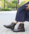 2.5cmヒール サイドジップレースアップブーツ ☆3592