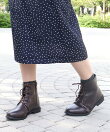 2.5cmヒール サイドジップレースアップブーツ ☆3592