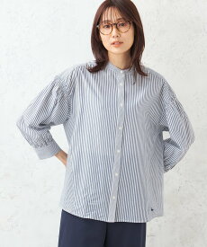 【SALE／20%OFF】DECOY ストライプ切替シャツ デコイシンス1981 トップス シャツ・ブラウス ベージュ ブルー ネイビー【送料無料】