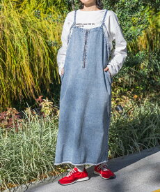 LEPSIM 【産前・産後対応】マタニティ/デニムフリンジキャミワンピース レプシィム マタニティウェア・ベビー用品 マタニティワンピース・フォーマル ブルー【送料無料】