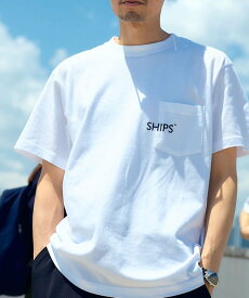 SHIPS MEN 【WEB限定】SHIPS: SHIPSロゴ プリント ポケット Tシャツ シップス トップス カットソー・Tシャツ ホワイト レッド ブラック ネイビー