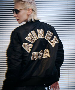 AVIREX sWOMANtLEOPARD LOGO MA-1 ABbNX WPbgEAE^[ u]EWp[ uE ubNyz