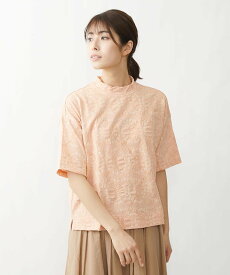 【SALE／50%OFF】GIANNI LO GIUDICE [洗える・日本製]サークルジャガードカットソー ジャンニロジュディーチェ トップス カットソー・Tシャツ オレンジ カーキ【送料無料】