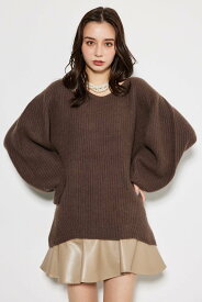 【SALE／40%OFF】rienda ラクーンMIXKnitTOP リエンダ トップス ニット ブラウン ホワイト ピンク グレー【送料無料】