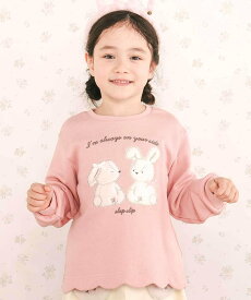 SLAP SLIP アニマルクマウサギ裾スカラップトレーナー(80~130cm) ベベ オンライン ストア トップス スウェット・トレーナー ホワイト ネイビー ベージュ ピンク