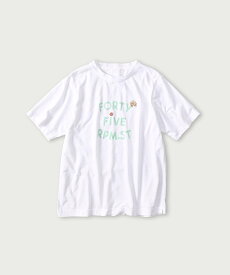 45R アゲハ刺繍ロゴプリントの908Tシャツ フォーティファイブアール トップス カットソー・Tシャツ グリーン ホワイト【送料無料】