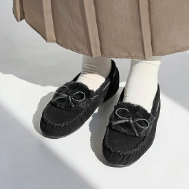 RiiiKa ファーモカシン リーカ シューズ・靴 モカシン・デッキシューズ グレー グリーン ブラック ベージュ【送料無料】