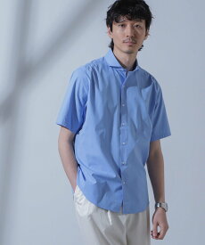 NANO universe 「N SHIRTS」AntiSoaked(R)汗染み防止ホリゾンタルカラーシャツ半袖 ナノユニバース トップス シャツ・ブラウス ホワイト ブルー【送料無料】