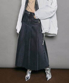 MAISON SPECIAL Pleated Denim Skirt メゾンスペシャル スカート ロング・マキシスカート ブラック ブルー【送料無料】