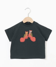 OCEAN&GROUND OCEAN&GROUND/(K)ピエロブーツプリントTシャツ オーシャンアンドグラウンド トップス カットソー・Tシャツ ブラック ホワイト