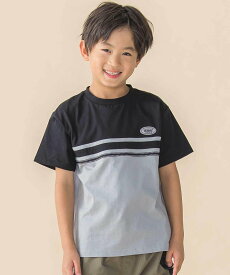 BeBe Petits Pois Vert 天竺バイカラーステッチテープポイント半袖Tシャツ(95~160cm) ベベ オンライン ストア トップス カットソー・Tシャツ ブラック ブルー