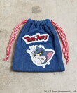 FLAPPER:トムとジェリー デニムアップリケ巾着ポーチ
