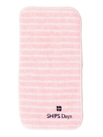 SHIPS Days SHIPS Days:ボーダーハーフサイズタオル シップス ファッション雑貨 ハンカチ・ハンドタオル ピンク グレー