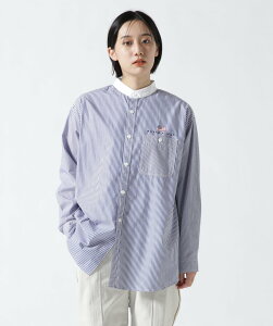 AVIREX CREZY PATTERN STRIPE SHIRT/ �N���C�W�[�p�^�[���X�g���C�v�V���c �A���B���b�N�X �g�b�v�X �V���c�E�u���E�X �p�[�v�� �u���[ �u���b�N�y���������z