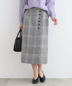 【SALE／40%OFF】INDIVI 【洗える/ウール調】チェック柄ラップ風スカート インディヴィ スカート ロング・マキシスカート ホワイト グレー ブラウン【送料無料】