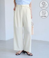ROPE' PICNIC 【ちゃんと+かわいい保証】エアリーリネンライク タックワイドパンツ/UVカット・速乾 ロペ…