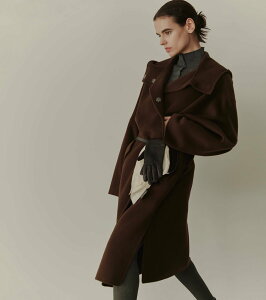 �ySALE�^20%OFF�zLE CIEL BLEU �t�[�h�_�u���t�F�C�X�R�[�g / Hooded Double-Face Coat ���V�F���u���[ �W���P�b�g�E�A�E�^�[ �`�F�X�^�[�R�[�g �O���[ �u���E�� �u���b�N �z���C�g�y���������z