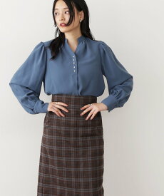 【SALE／40%OFF】N. Natural Beauty Basic パールボタンスキッパー長袖ブラウス エヌ ナチュラルビューティーベーシック* トップス シャツ・ブラウス ブルー ホワイト ブラウン ネイビー【送料無料】