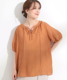 【SALE／60%OFF】SHOO・LA・RUE 【S-LL/2点セット】リボン使いがアクセント はしごレースブラウス+タンクトップ シューラルー トップス アンサンブル オレンジ ベージュ ブラック