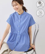 ROPE' PICNIC フレンチペプラムシャツ/UVカット・防シワ ロペピクニック トップス シャツ・ブラウス ブル…