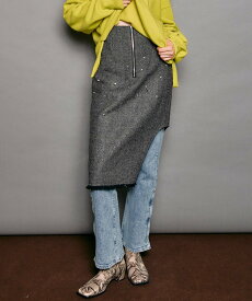 MAISON SPECIAL Studded Asymmetric Skirt メゾンスペシャル スカート ミディアムスカート グレー ブラック【送料無料】