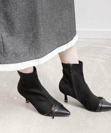 RANDA モノグラムナローベルトショートブーツ ランダ シューズ・靴 ブーツ ブラック【送料無料】