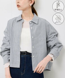 【SALE／30%OFF】ROPE' PICNIC ベーシッククロップドシャツ/イージーケア ロペピクニック トップス シャツ・ブラウス ネイビー ホワイト ブルー