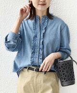 SHIPS WOMEN 《一部追加予約》＜洗濯機可能＞ライトオンス フリル デニム シャツ シップス トップス シャ…