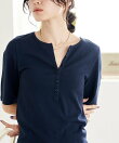 コットンモダール ヘンリーネック 半袖Tシャツ