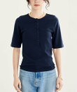 コットンモダール ヘンリーネック 半袖Tシャツ