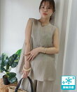 接触冷感シアーリネンタッチノースリーブブラウス【セットアップ可能】
