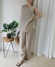 接触冷感シアーリネンタッチノースリーブブラウス【セットアップ可能】