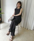 接触冷感シアーリネンタッチノースリーブブラウス【セットアップ可能】