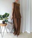 接触冷感シアーリネンタッチノースリーブブラウス【セットアップ可能】