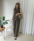 接触冷感シアーリネンタッチノースリーブブラウス【セットアップ可能】