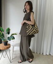 接触冷感シアーリネンタッチノースリーブブラウス【セットアップ可能】