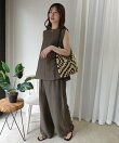 接触冷感シアーリネンタッチノースリーブブラウス【セットアップ可能】