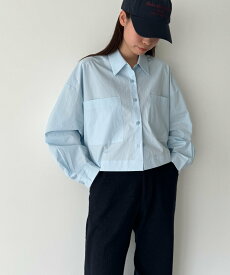 【SALE／10%OFF】El mar El mar(エルマール)コットンポケットクロップドシャツ キャナルジーン トップス シャツ・ブラウス ブルー ホワイト【送料無料】