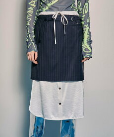 【SALE／50%OFF】MAISON SPECIAL Shirt Layered Mini Skirt メゾンスペシャル スカート ロング・マキシスカート グレー ネイビー【送料無料】