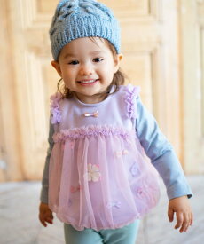 panpantutu お花とリボンのチュニックベスト パンパンチュチュ マタニティウェア・ベビー用品 ベビートップス グレー パープル ベージュ【送料無料】