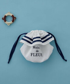 【SALE／40%OFF】Maison de FLEUR ラインリボンジャカード巾着ポーチ メゾン ド フルール 財布・ポーチ・ケース ポーチ ホワイト