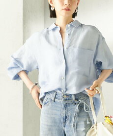 【SALE／30%OFF】SHIPS WOMEN 【実力派ベーシック】＜手洗い可能＞IMPERIAL LINEN 混 オーバー サイズ シャツ シップス トップス シャツ・ブラウス ブルー ホワイト ベージュ ブラウン ピンク ネイビー【送料無料】