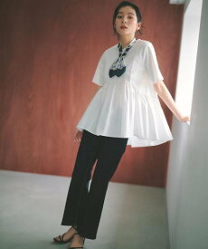 OPAQUE.CLIP ペプラムドッキングカットソー【洗濯機OK】 オペークドットクリップ トップス カットソー・Tシャツ ブラック グレー ホワイト【送料無料】