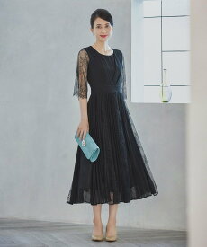 【SALE／50%OFF】DRESS+ レースシフォンドッキングワンピース パーティードレス ドレスプラス ワンピース・ドレス ドレス ベージュ ブラック ブルー ピンク グレー ブラウン カーキグリーン パープル ネイビー【送料無料】