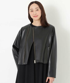 【SALE／29%OFF】S.ESSENTIALS エコレザーライダースブルゾン エス エッセンシャルズ ジャケット・アウター ライダースジャケット ブラック ベージュ【送料無料】