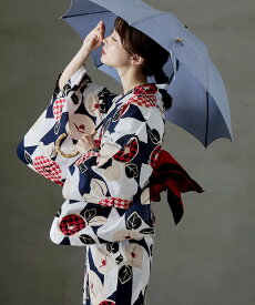 【SALE／31%OFF】asaka 綿仕立て上がり浴衣 2点セット ビーフラット 着物・浴衣・和装小物 浴衣 ホワイト ブルー【送料無料】