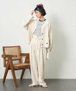 別注 リネンレーヨンノーカラーVネックジャケット<セットアップ対応>